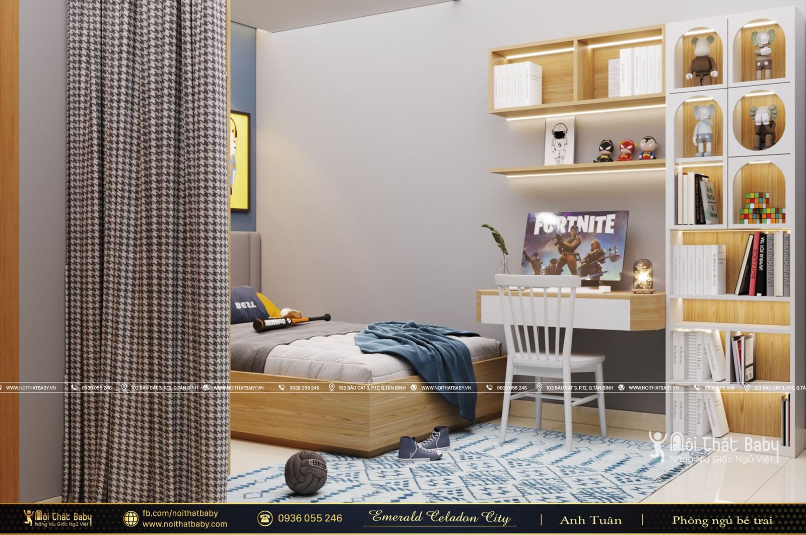 Thiết kế phòng ngủ bé trai hiện đại tại Emerald Celadon City 
